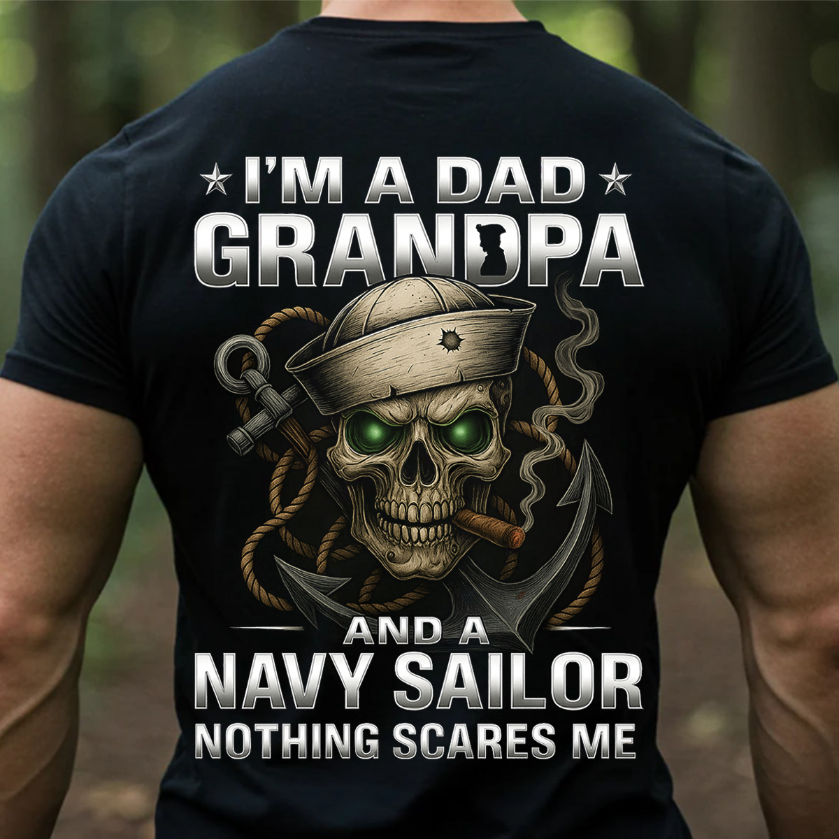 Navy Sailor Veteran T-Shirt – Dad Grandpa Skull Anchor Military Pride Tee