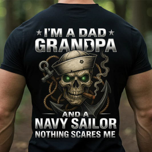 Navy Sailor Veteran T-Shirt – Dad Grandpa Skull Anchor Military Pride Tee