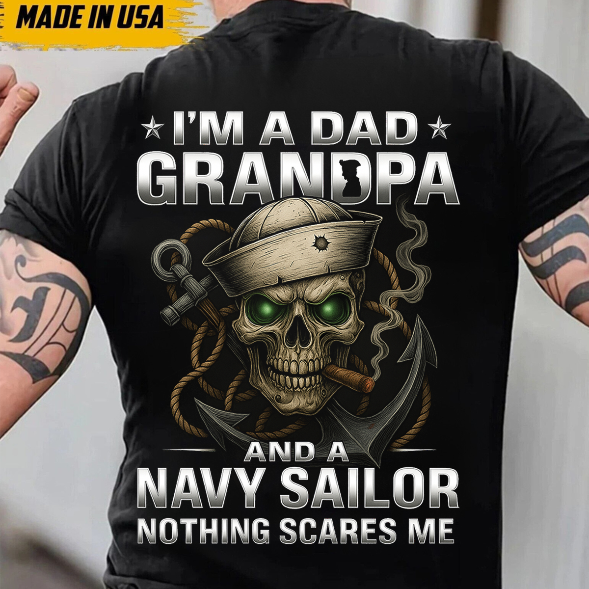 Navy Sailor Veteran T-Shirt – Dad Grandpa Skull Anchor Military Pride Tee