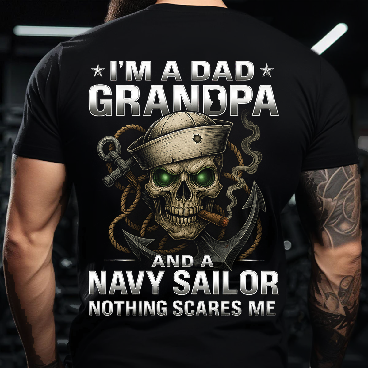 Navy Sailor Veteran T-Shirt – Dad Grandpa Skull Anchor Military Pride Tee