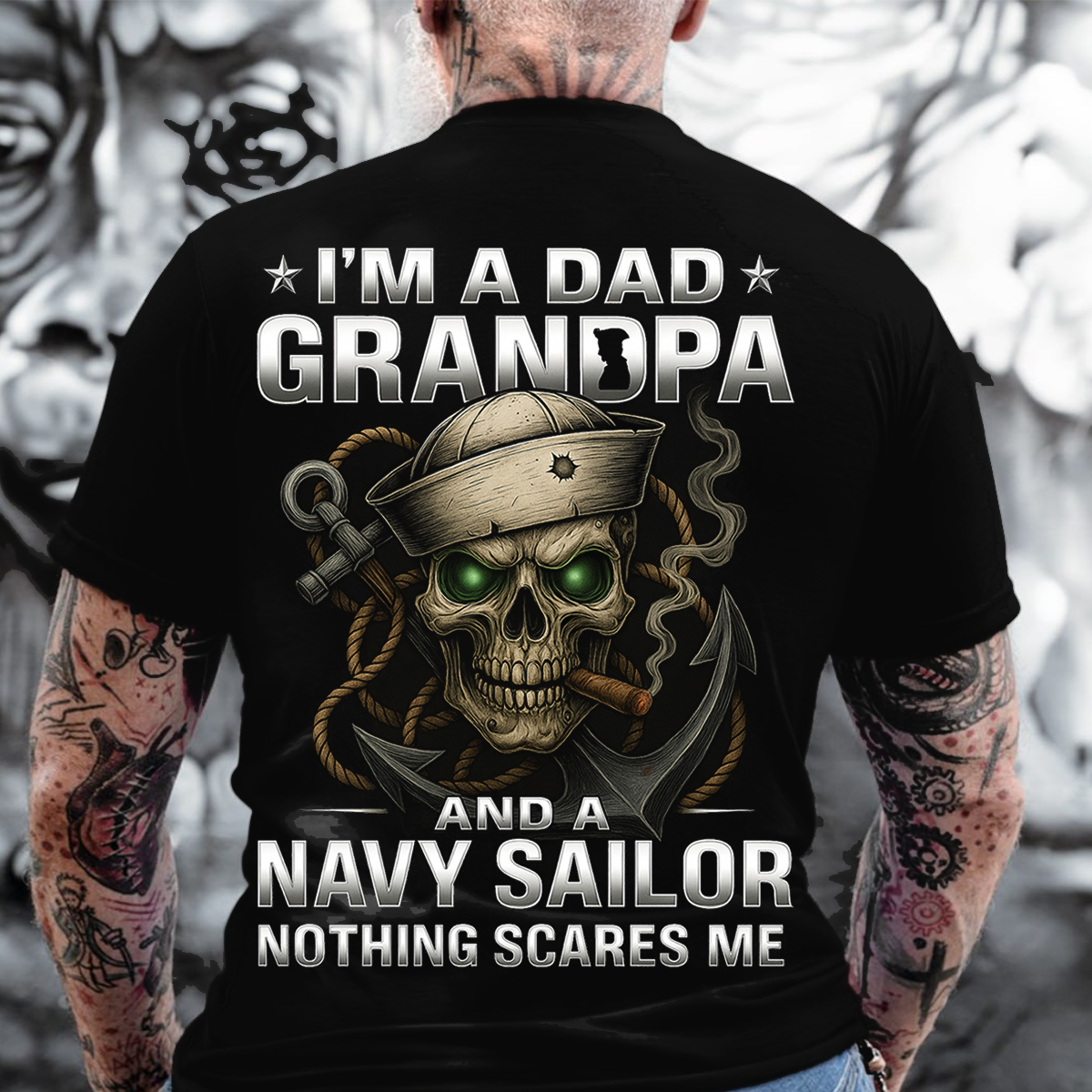 Navy Sailor Veteran T-Shirt – Dad Grandpa Skull Anchor Military Pride Tee