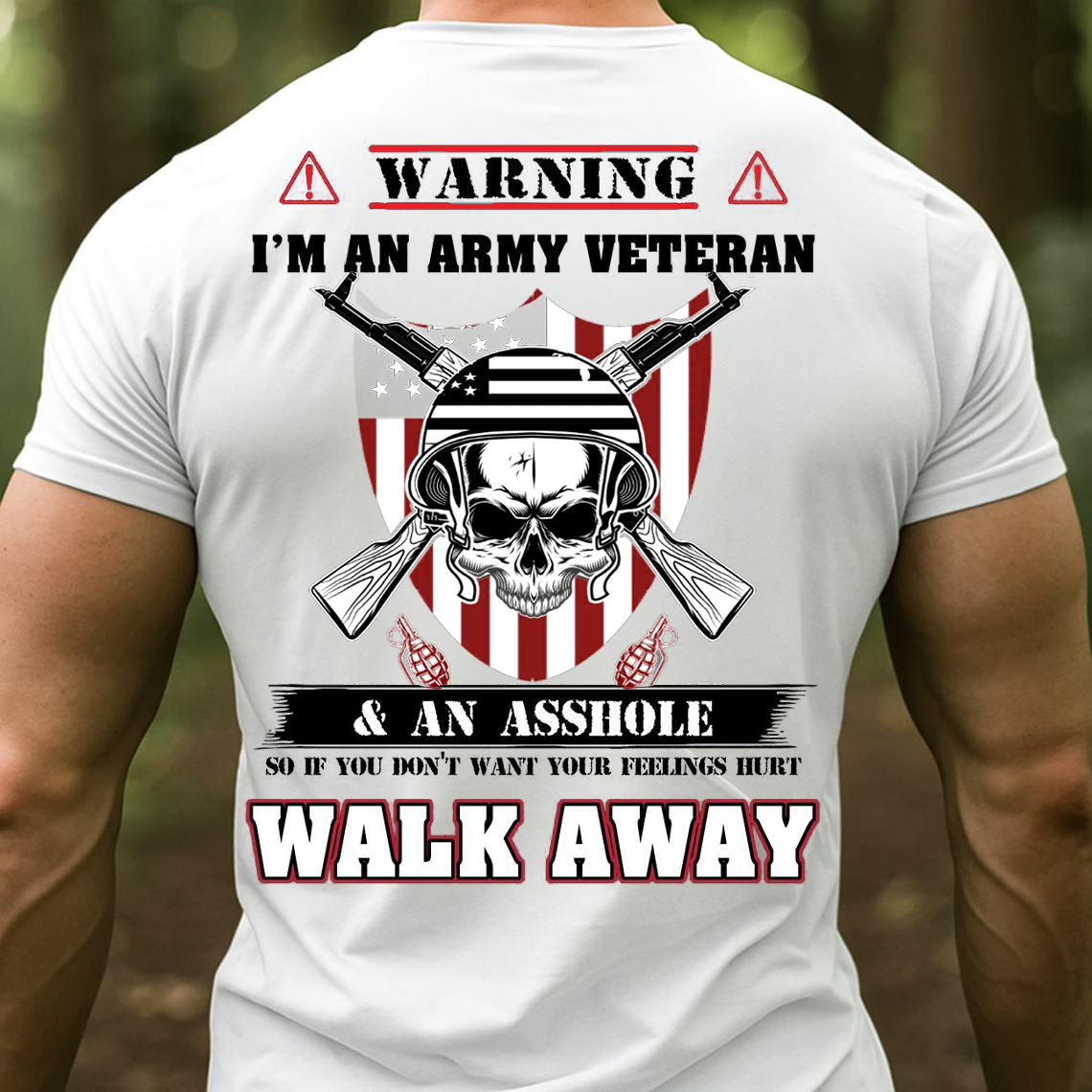Army Veteran Warning T-Shirt, Sweatshirt, Hoodie – Walk Away Skull Military Humor Tee for Proud Veterans