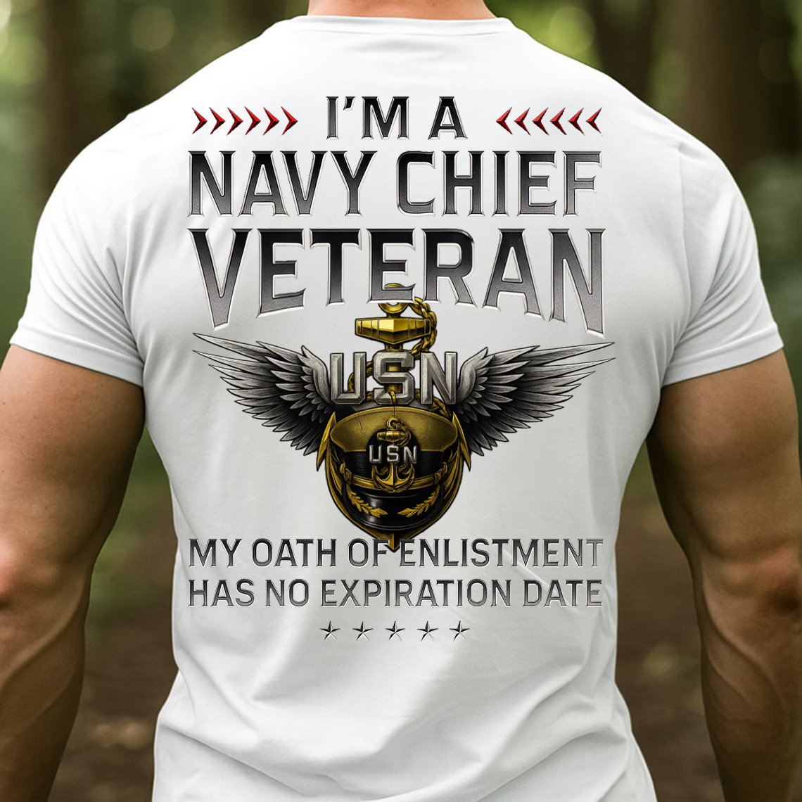 Navy Chief Veteran T-Shirt – My Oath of Enlistment Has No Expiration Date USN Military Pride Tee