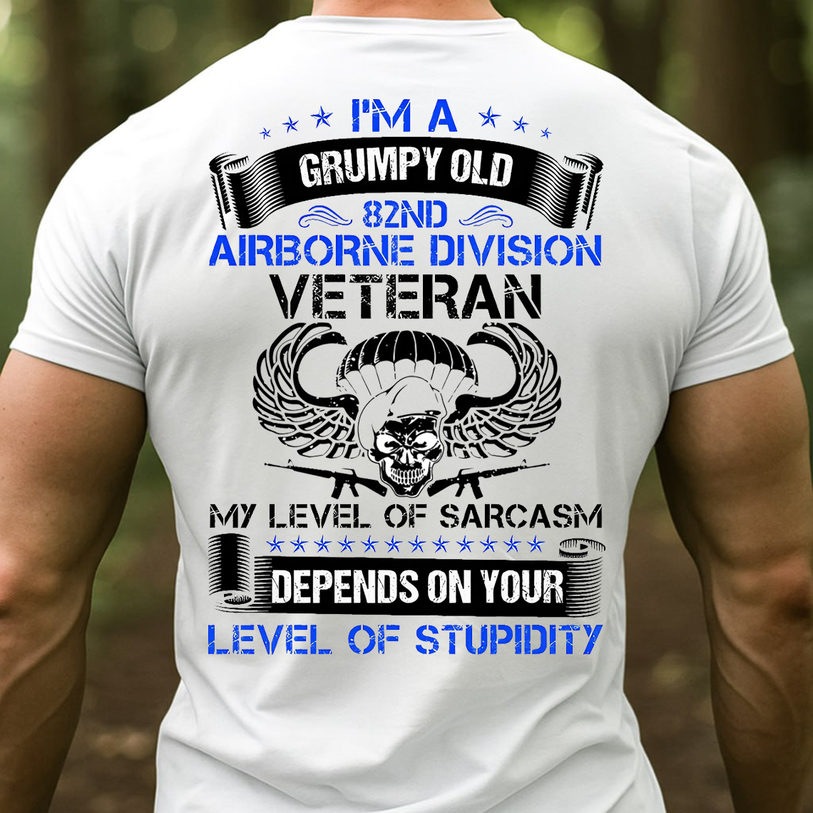 Grumpy Old 82nd Airborne Division Veteran T-Shirt - Funny Sarcastic Military Skull Tee for Army Veterans