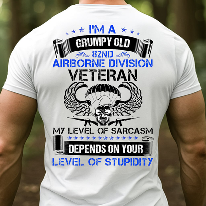 Grumpy Old 82nd Airborne Division Veteran T-Shirt - Funny Sarcastic Military Skull Tee for Army Veterans