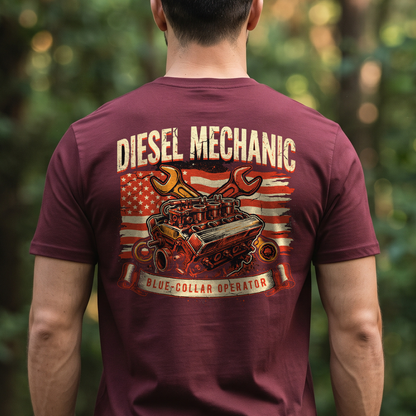 "Diesel Mechanic" T-Shirt – Heavy Equipment Operator Blue Collar Worker Gift