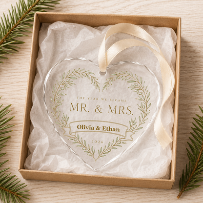 heart botanical arch glass ornament mockup