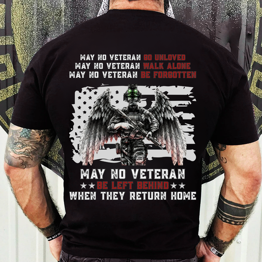 Veteran Memorial Shirt – May No Veteran Be Forgotten – Patriotic Military Angel Tee