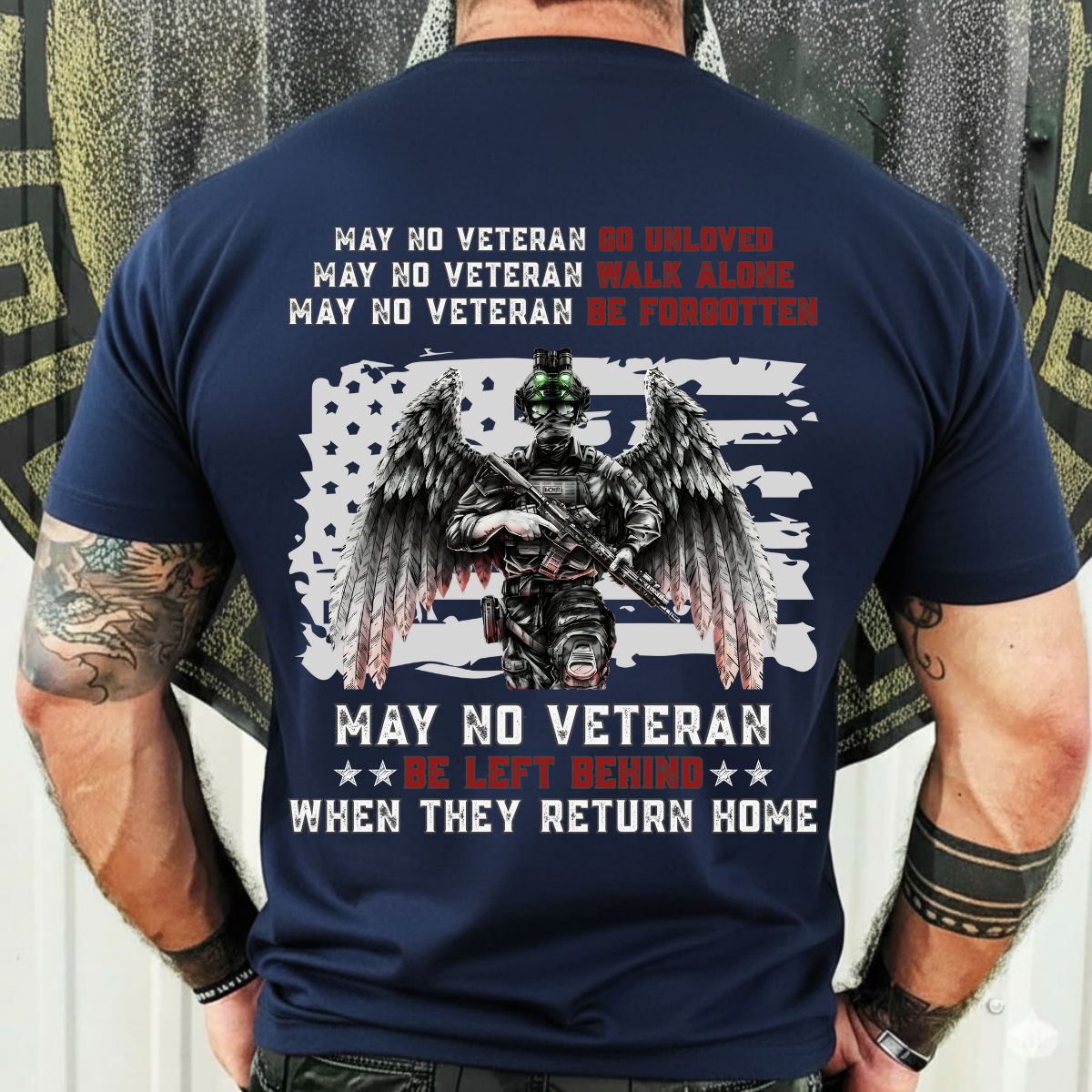 Veteran Memorial Shirt – May No Veteran Be Forgotten – Patriotic Military Angel Tee