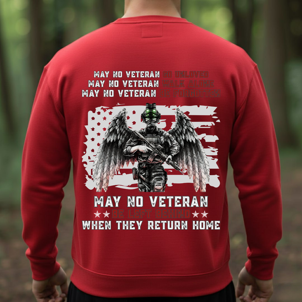 Veteran Memorial Shirt – May No Veteran Be Forgotten – Patriotic Military Angel Tee