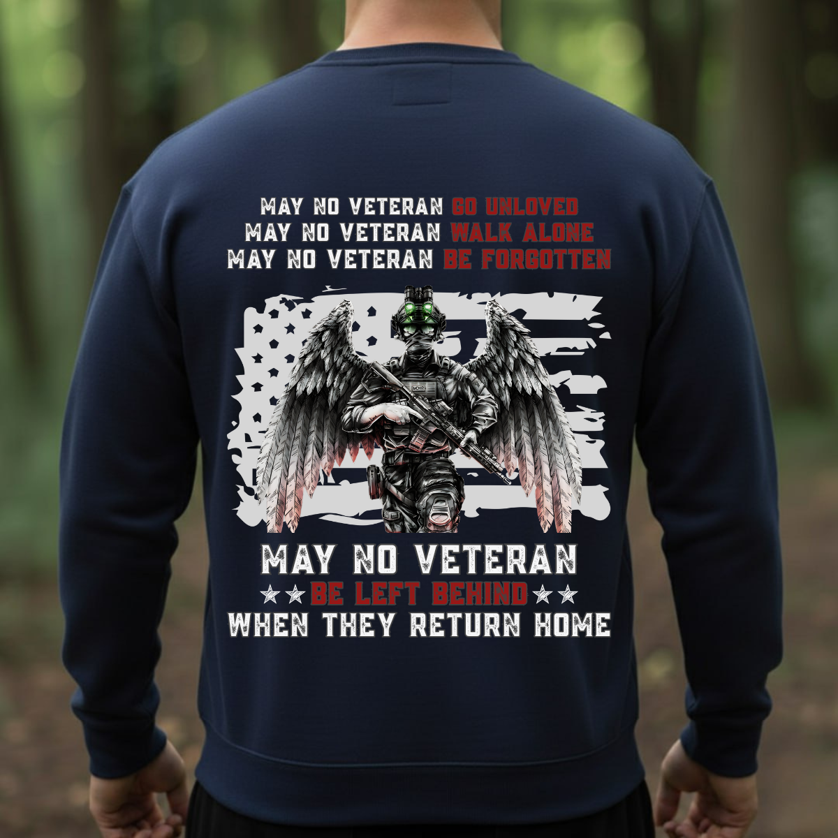 Veteran Memorial Shirt – May No Veteran Be Forgotten – Patriotic Military Angel Tee