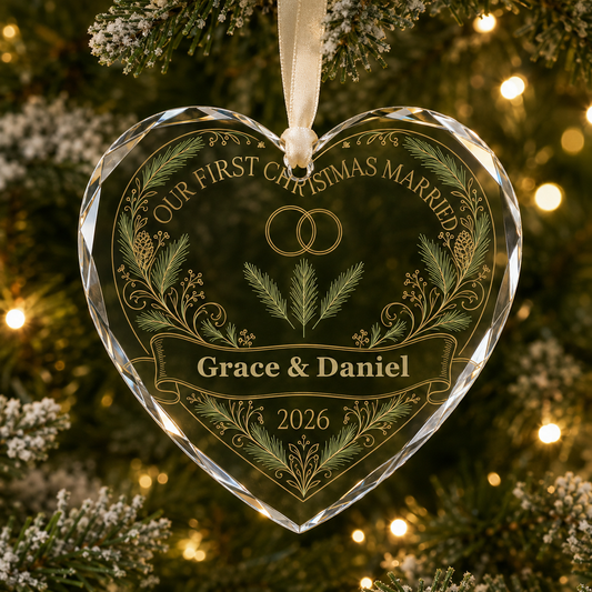 heart linear rings glass ornament mockup