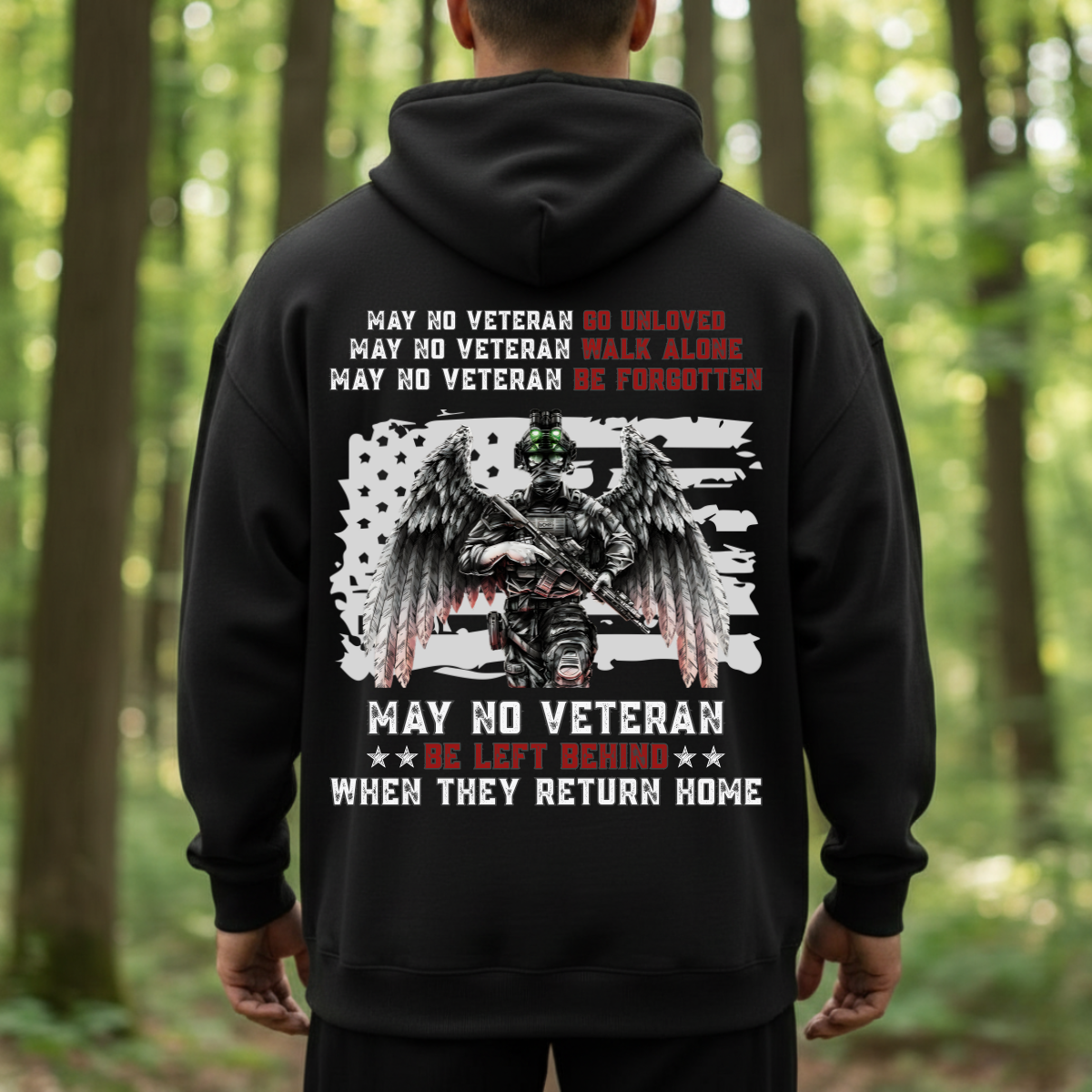 Veteran Memorial Shirt – May No Veteran Be Forgotten – Patriotic Military Angel Tee