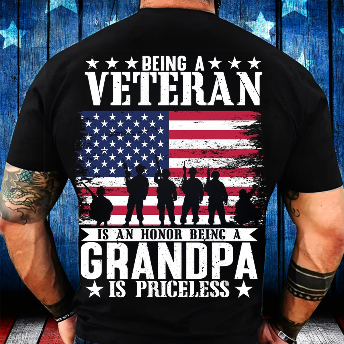 Being a Veteran Is an Honor Being a Grandpa Is Priceless T-Shirt – Military Grandpa Veteran Gift