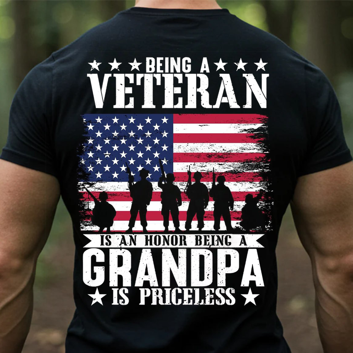 Being a Veteran Is an Honor Being a Grandpa Is Priceless T-Shirt – Military Grandpa Veteran Gift