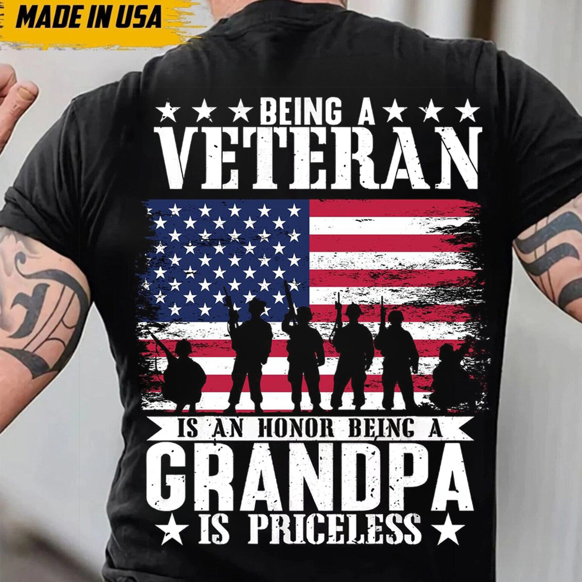 Being a Veteran Is an Honor Being a Grandpa Is Priceless T-Shirt – Military Grandpa Veteran Gift