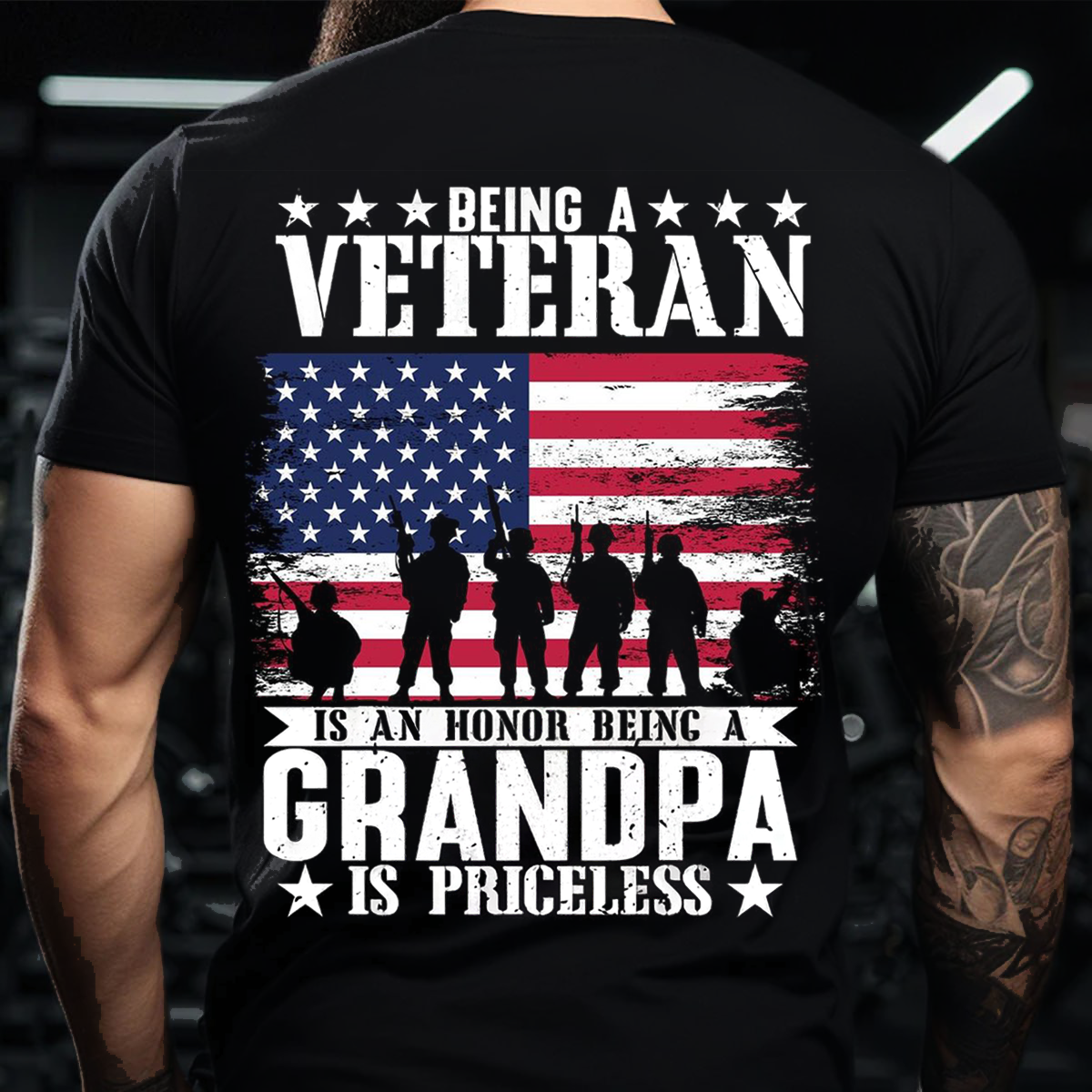 Being a Veteran Is an Honor Being a Grandpa Is Priceless T-Shirt – Military Grandpa Veteran Gift