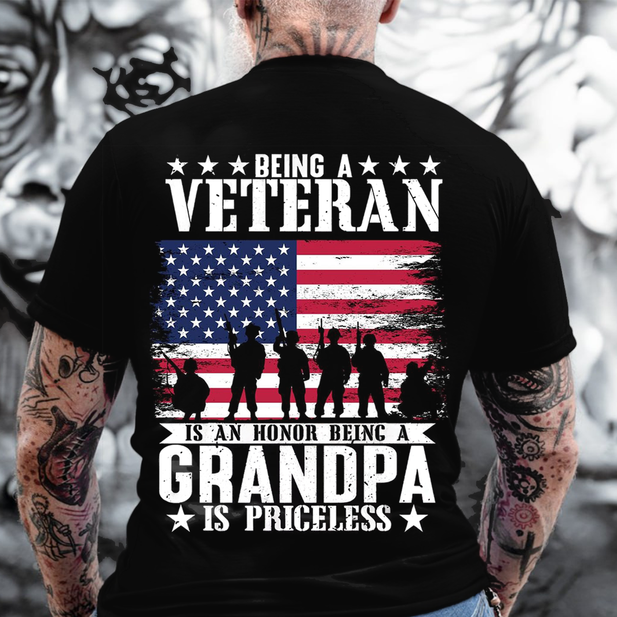 Being a Veteran Is an Honor Being a Grandpa Is Priceless T-Shirt – Military Grandpa Veteran Gift
