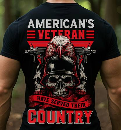 American Veteran Patriotic T-Shirt Gift for Dad and Grandpa | Bald Eagle Skull Soldier Design Honoring Military Heroes Who Served Their Country