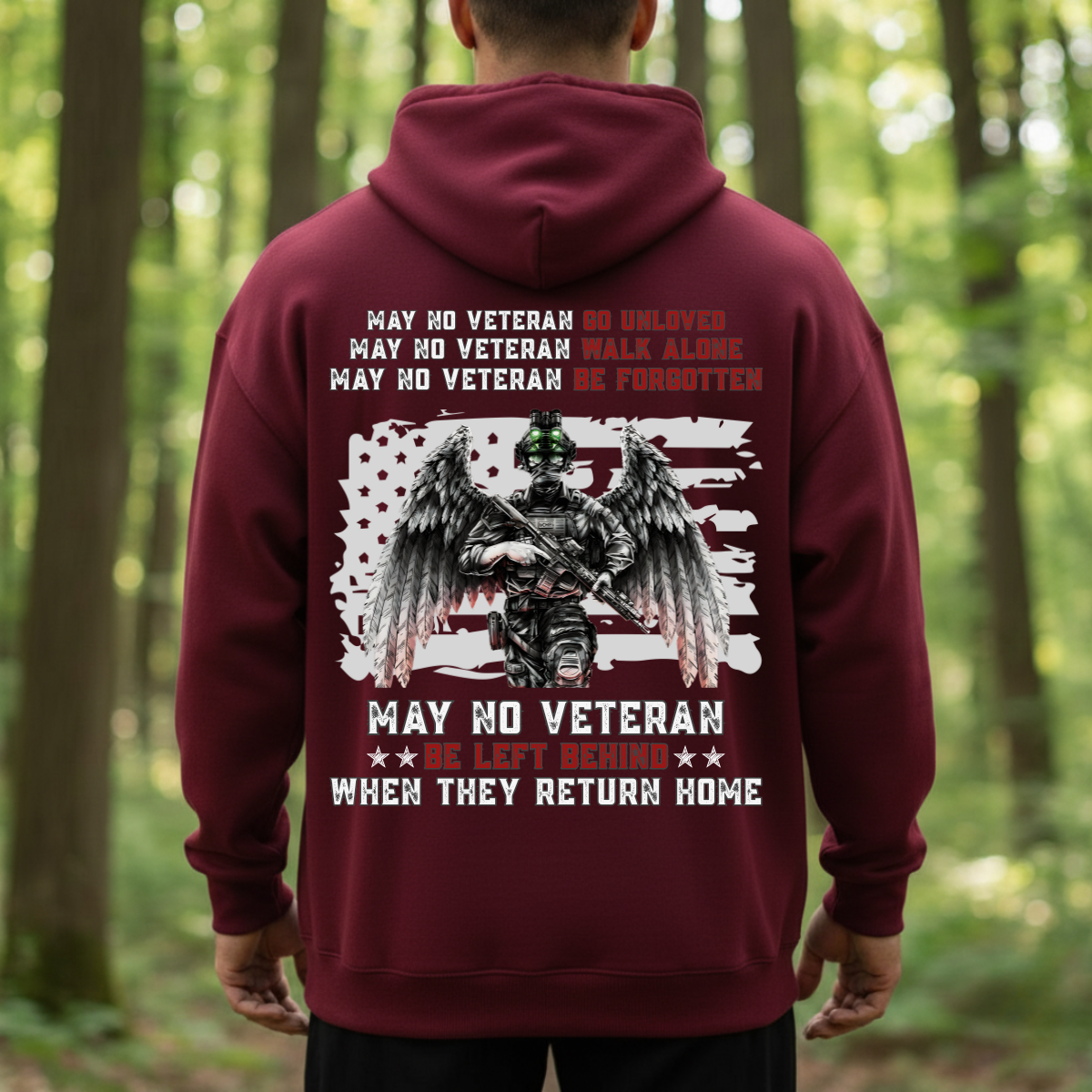 Veteran Memorial Shirt – May No Veteran Be Forgotten – Patriotic Military Angel Tee
