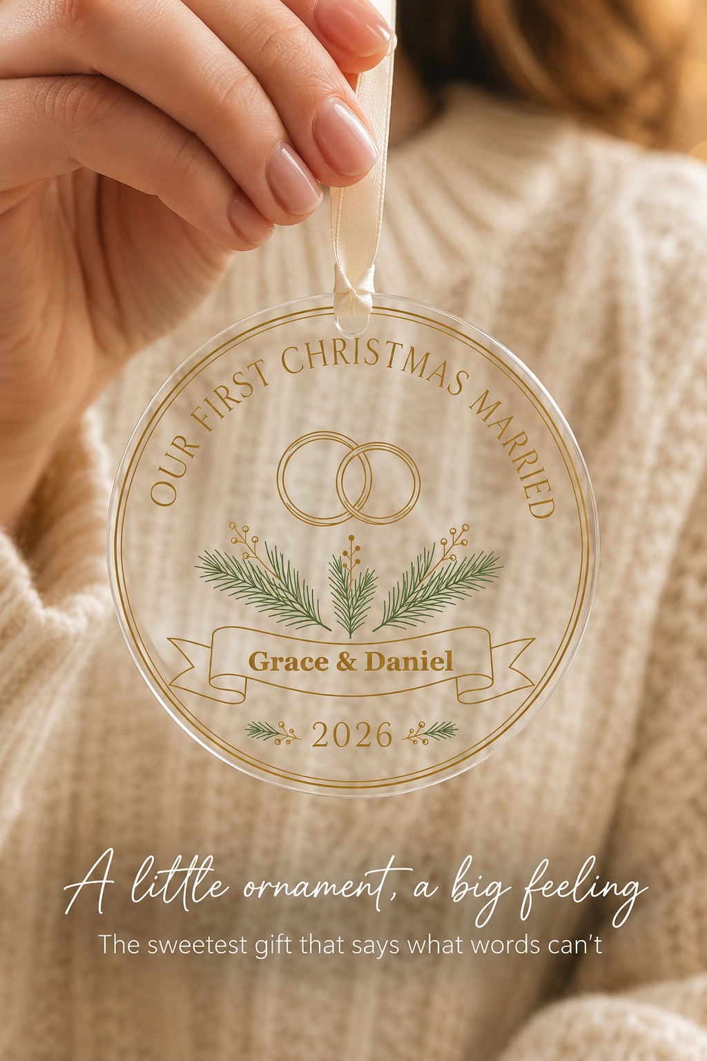 linear rings glass ornament mockup