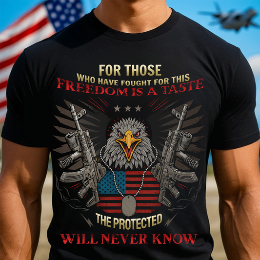 Freedom Is a Taste – Patriotic Veteran Eagle Shirt for US Army Supporters