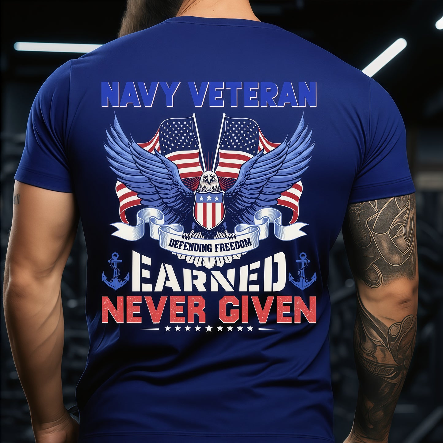Navy Veteran T-Shirt – Earned, Never Given Patriotic Eagle Tee