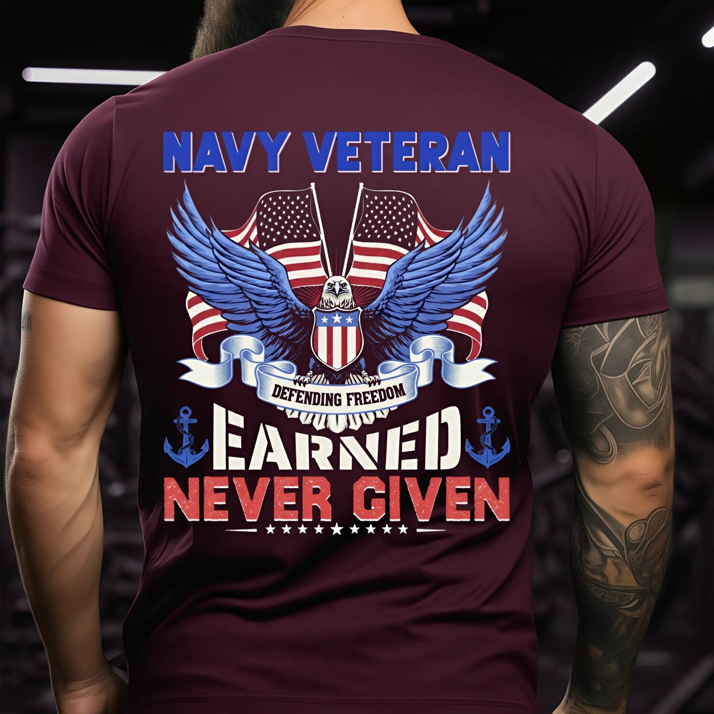 Navy Veteran T-Shirt – Earned, Never Given Patriotic Eagle Tee