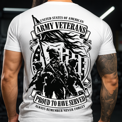 Army Veterans T-Shirt – Proud to Have Served Military Tee for Dad & Grandpa, Always Remember Never Forget Veteran Gift