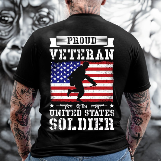 Proud U.S. Veteran Soldier T-Shirt , American Flag Military Tee for Veterans and Patriotic Men