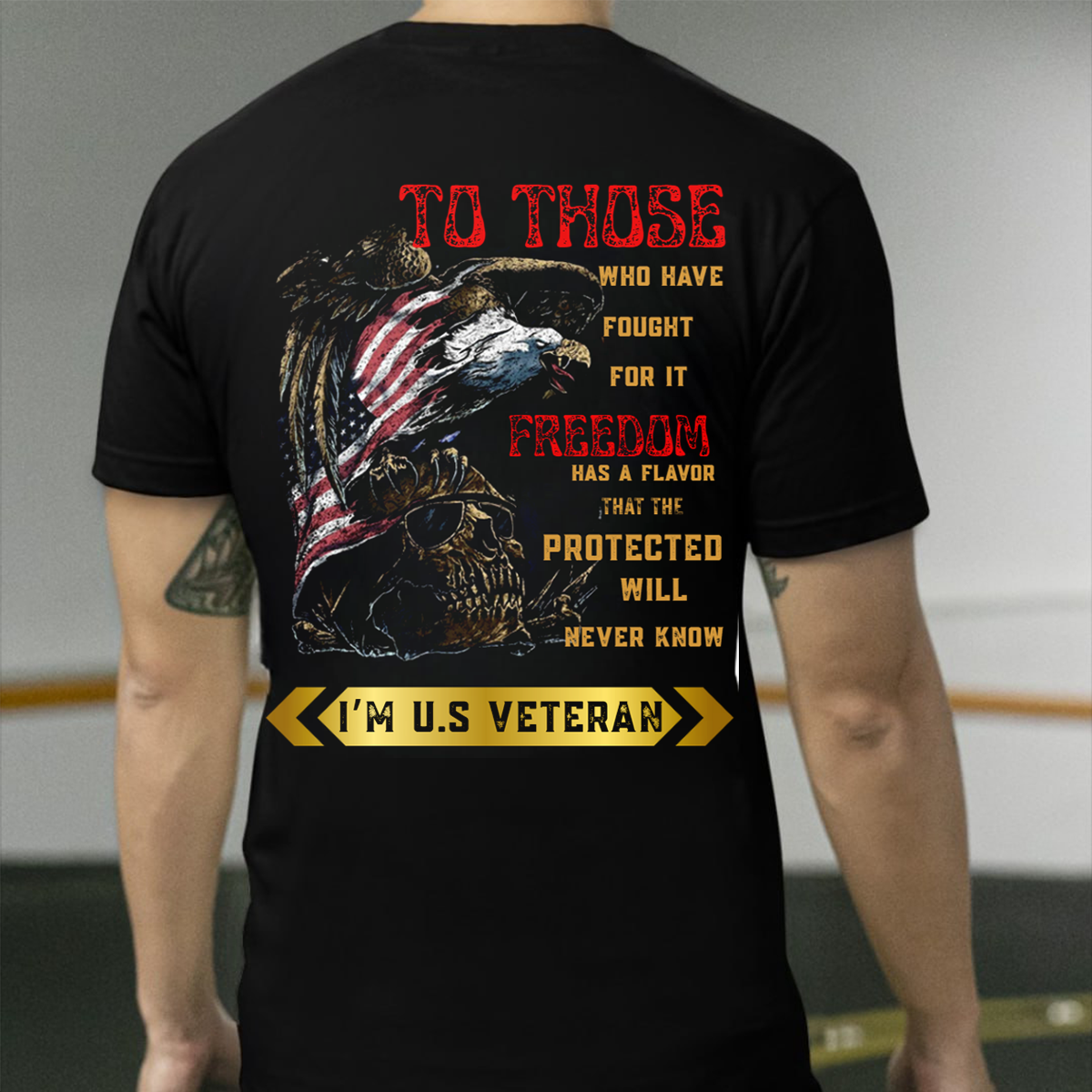 US Veteran Shirt – Freedom Has a Flavor Bold Quote Tee, Patriotic Eagle Skull Design, Military Pride Gift for Veterans