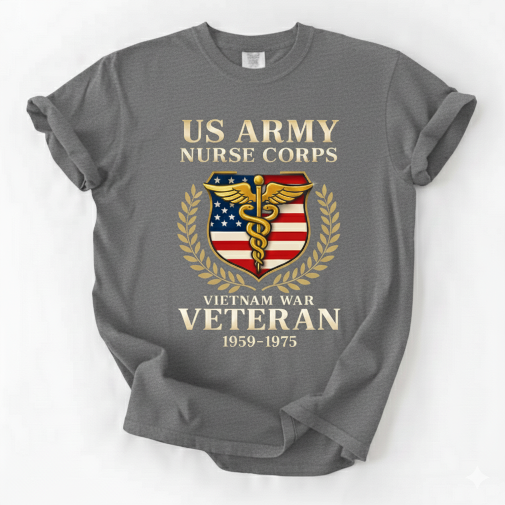 US Army Nurse Corps Vietnam War Veteran T-Shirt – Military Tribute Tee 1959-1975 – Gift for Veterans, Mom, Grandma, Nurse Heroes