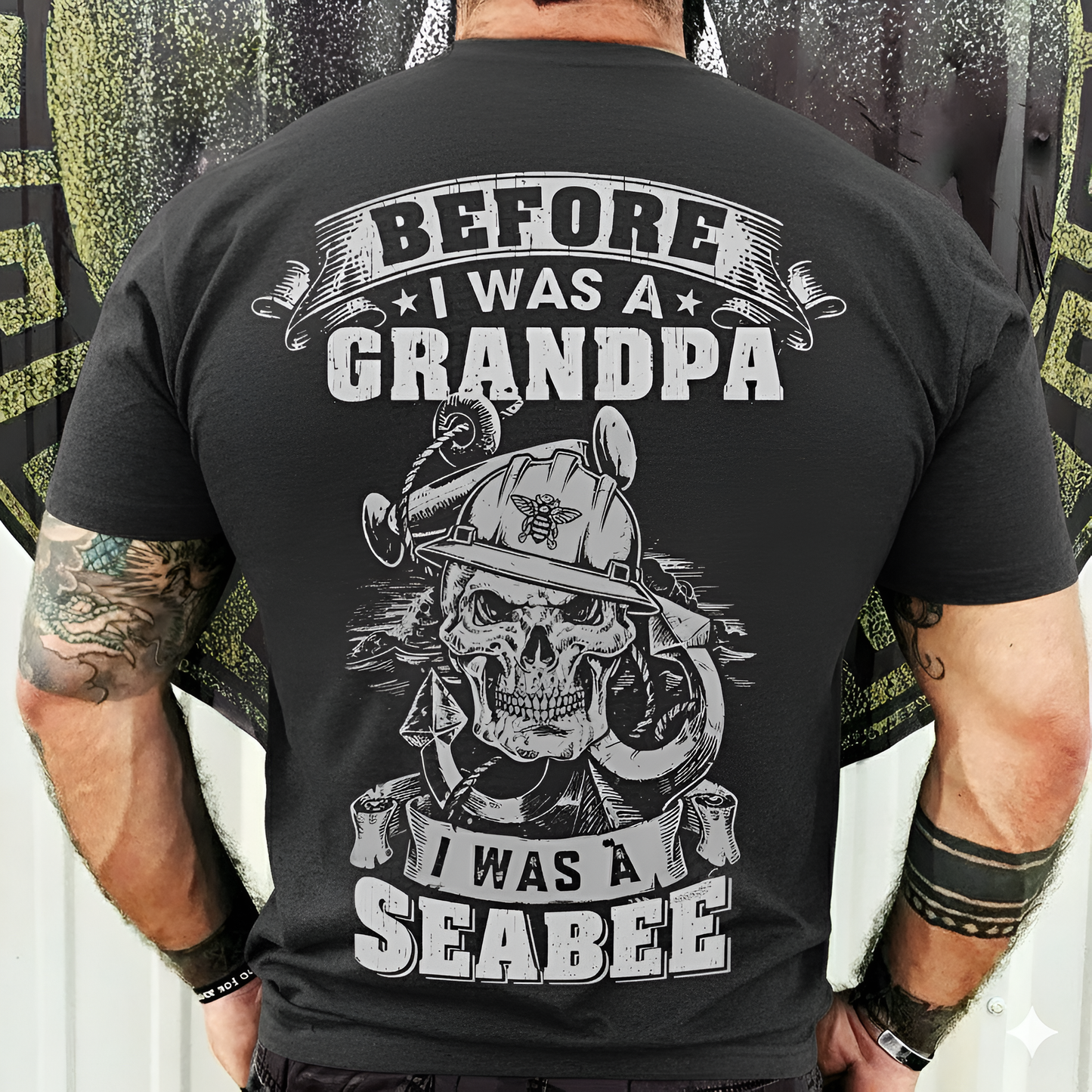 Navy Seabee Grandpa T-Shirt - Before, Was a Grandpa Was a Seabee - Military Veteran Tee