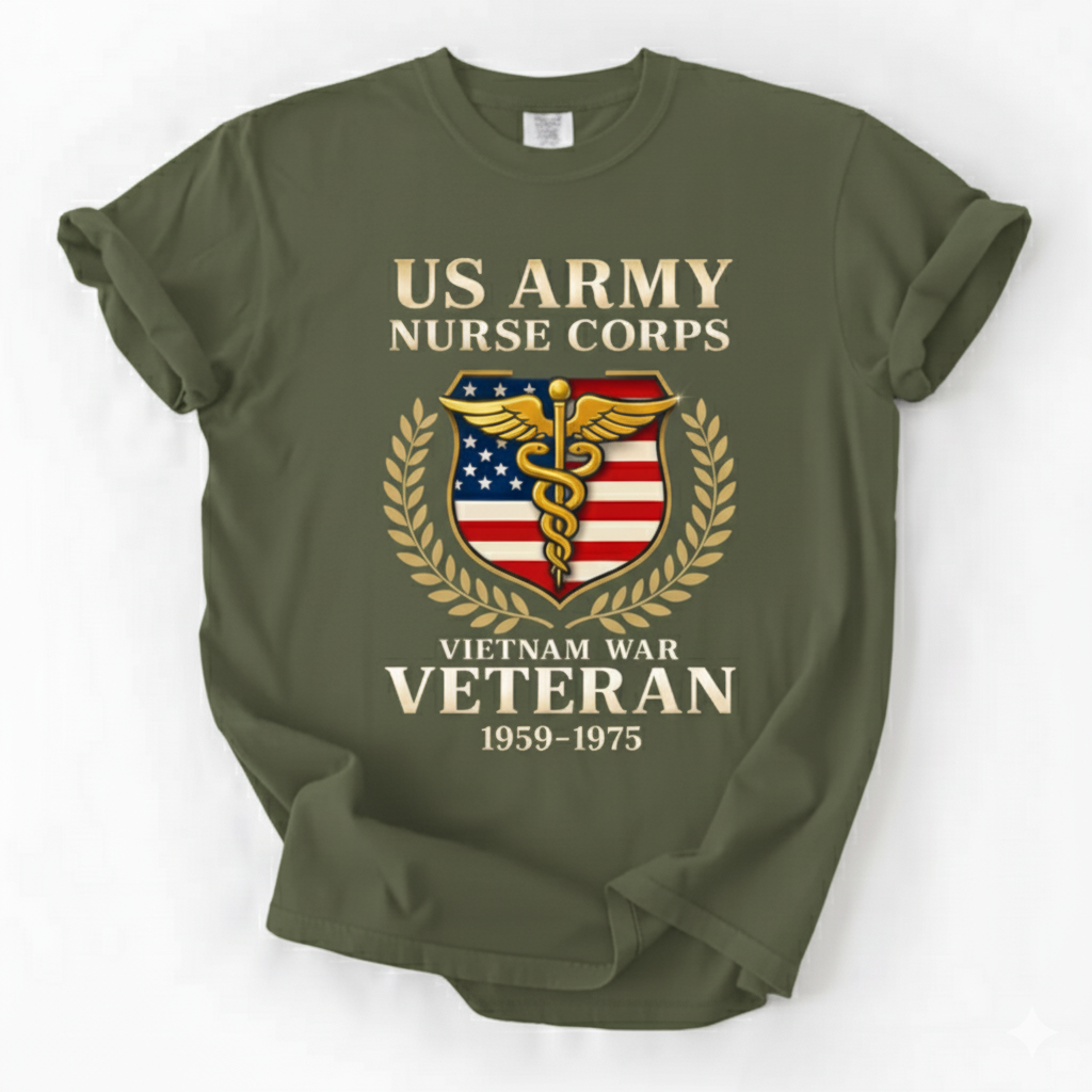 US Army Nurse Corps Vietnam War Veteran T-Shirt – Military Tribute Tee 1959-1975 – Gift for Veterans, Mom, Grandma, Nurse Heroes