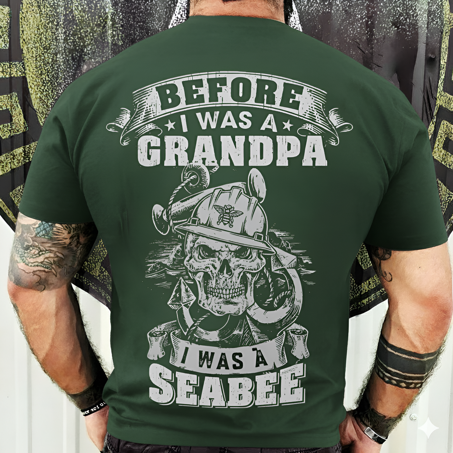 Navy Seabee Grandpa T-Shirt - Before, Was a Grandpa Was a Seabee - Military Veteran Tee