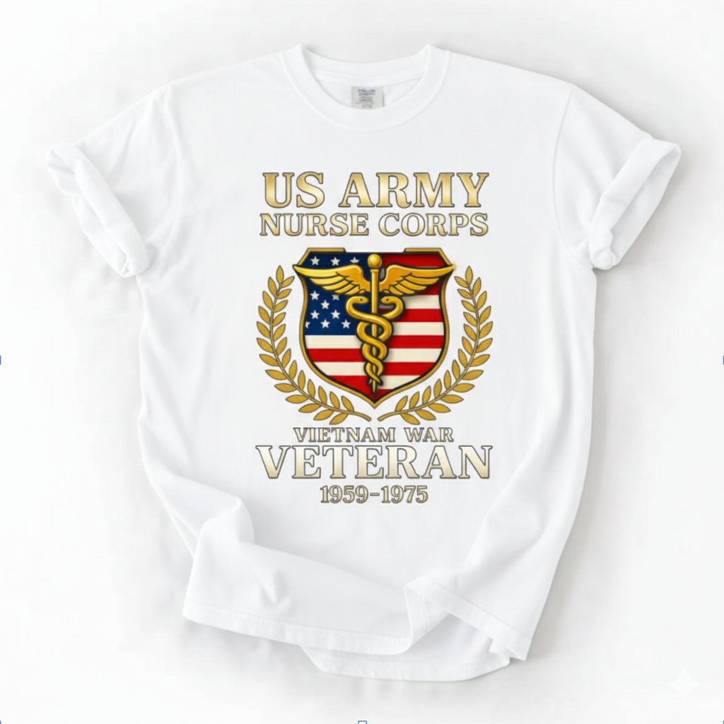 US Army Nurse Corps Vietnam War Veteran T-Shirt – Military Tribute Tee 1959-1975 – Gift for Veterans, Mom, Grandma, Nurse Heroes
