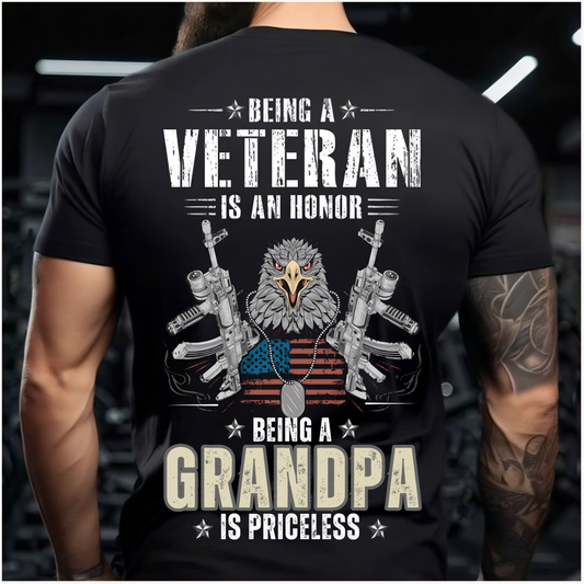 Grandpa Veteran Shirt - Being a Veteran Is an Honor T-Shirt - Military Family Tee