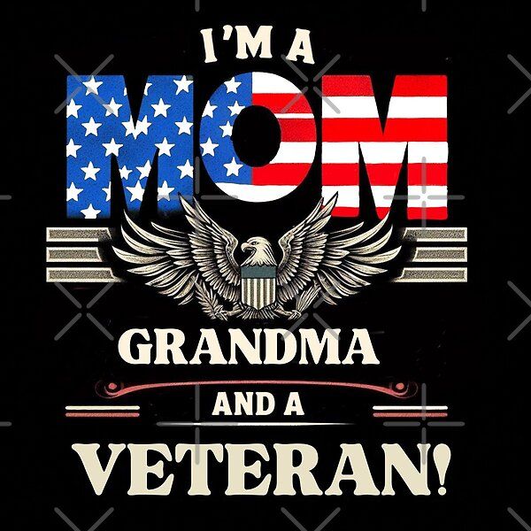 Proud Mom Grandma and Veteran T-Shirt, Patriotic American Flag Eagle Tee for Women
