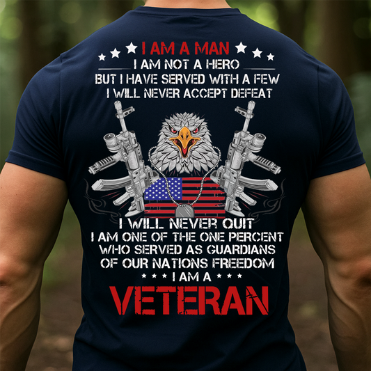 I Am a Veteran T-Shirt – Patriotic Military Eagle & American Flag Tee for Army Veterans