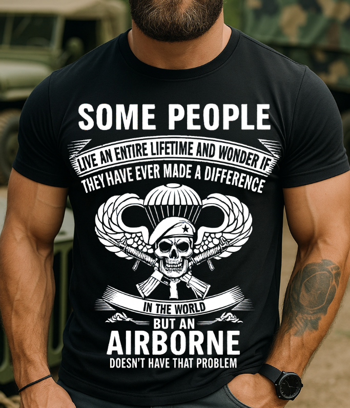 Airborne Paratrooper Veteran T-Shirt – Skull Military Graphic Tee Gift for U.S Army