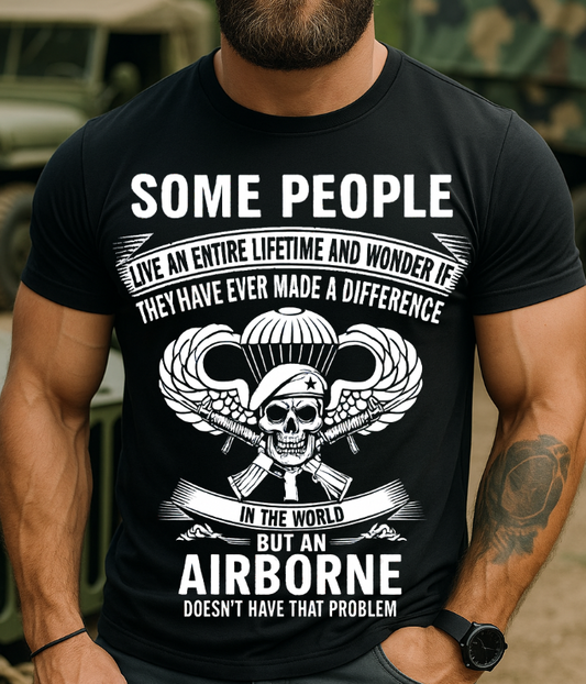 Airborne Paratrooper Veteran T-Shirt – Skull Military Graphic Tee Gift for U.S Army