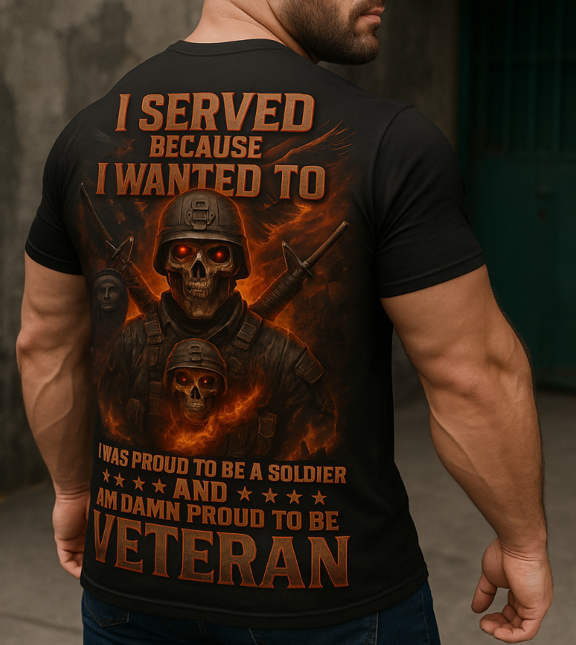 Military Veteran Skull T-Shirt – Proud to Be Soldier Shirt, Patriotic Army Gift for Veterans