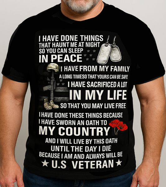 U.S Veteran T-Shirt - Military Soldier Memorial Shirt - Patriotic Army Veteran Tee Gift for Men