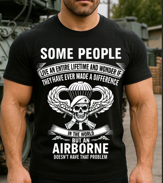 Airborne Paratrooper Veteran T-Shirt – Skull Military Graphic Tee Gift for U.S Army