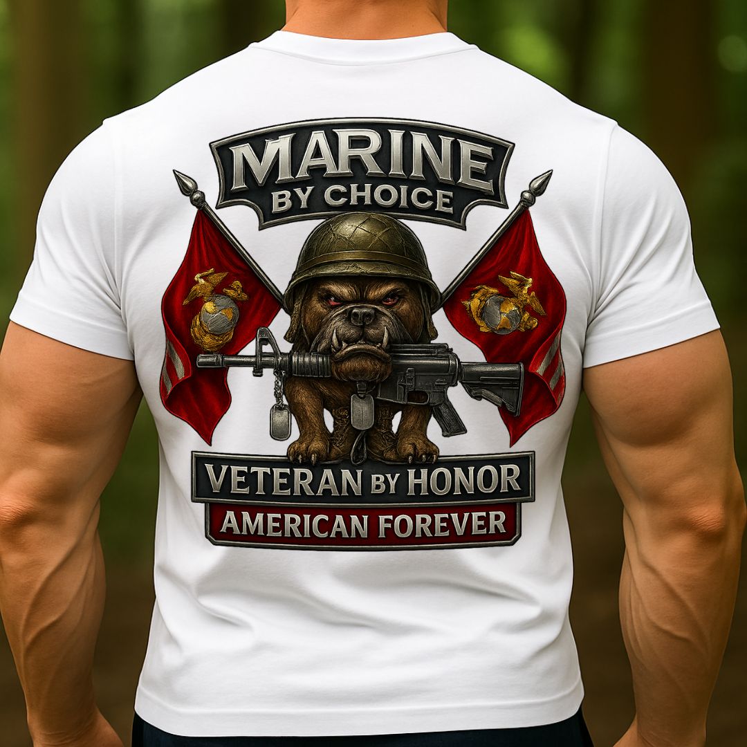 USMC Marine Corps Veteran T-Shirt – Bulldog American Flag Patriotic Marine Shirt for Proud Veterans