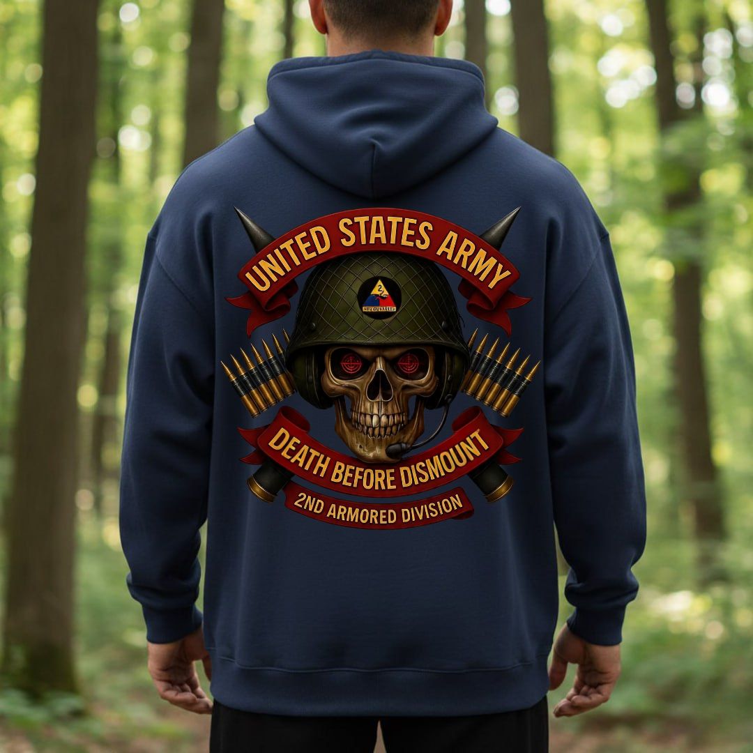 U.S. Army Veteran T-Shirt – Death Before Dismount | 2nd Armored Division Hell on Wheels