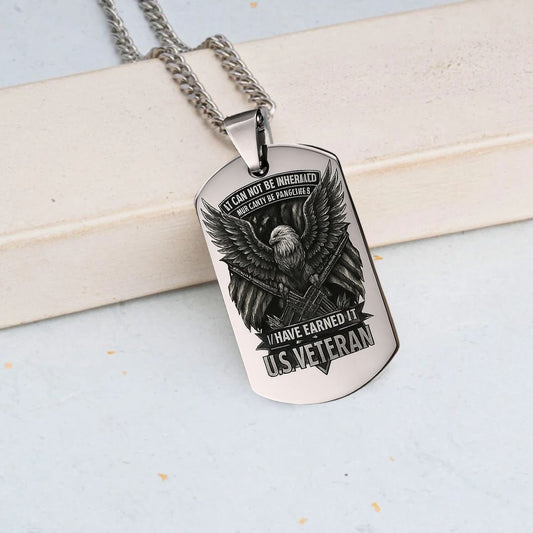 U.S. Veteran Dog Tag Necklace | Military Eagle Pendant with Inscription I Have Earned It
