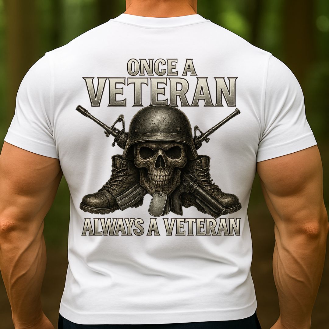 Once a Veteran Always a Veteran Skull Military T-Shirt