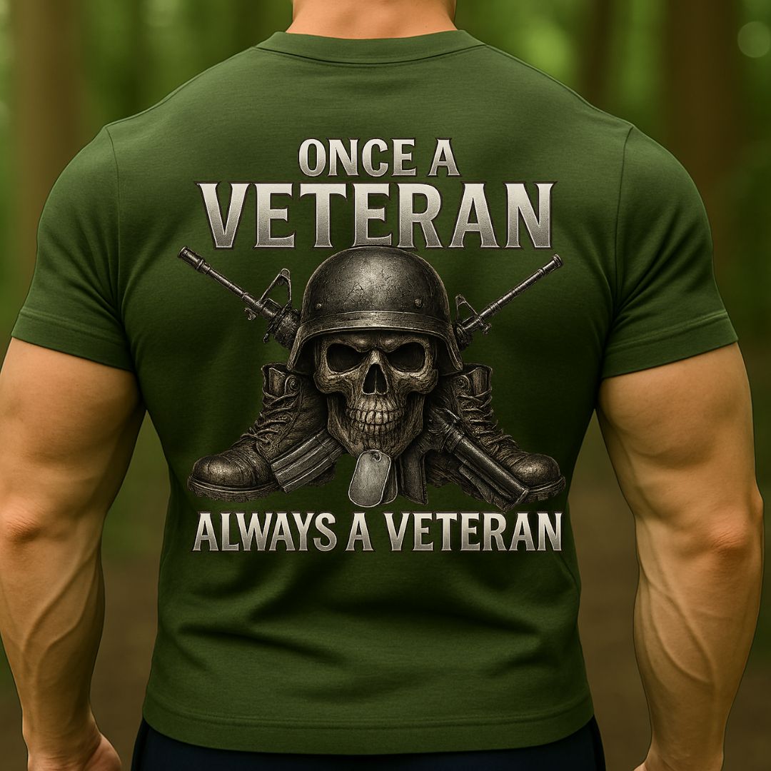 Once a Veteran Always a Veteran Skull Military T-Shirt