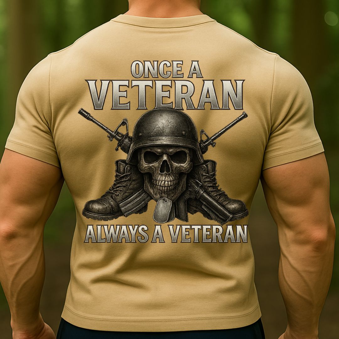Once a Veteran Always a Veteran Skull Military T-Shirt